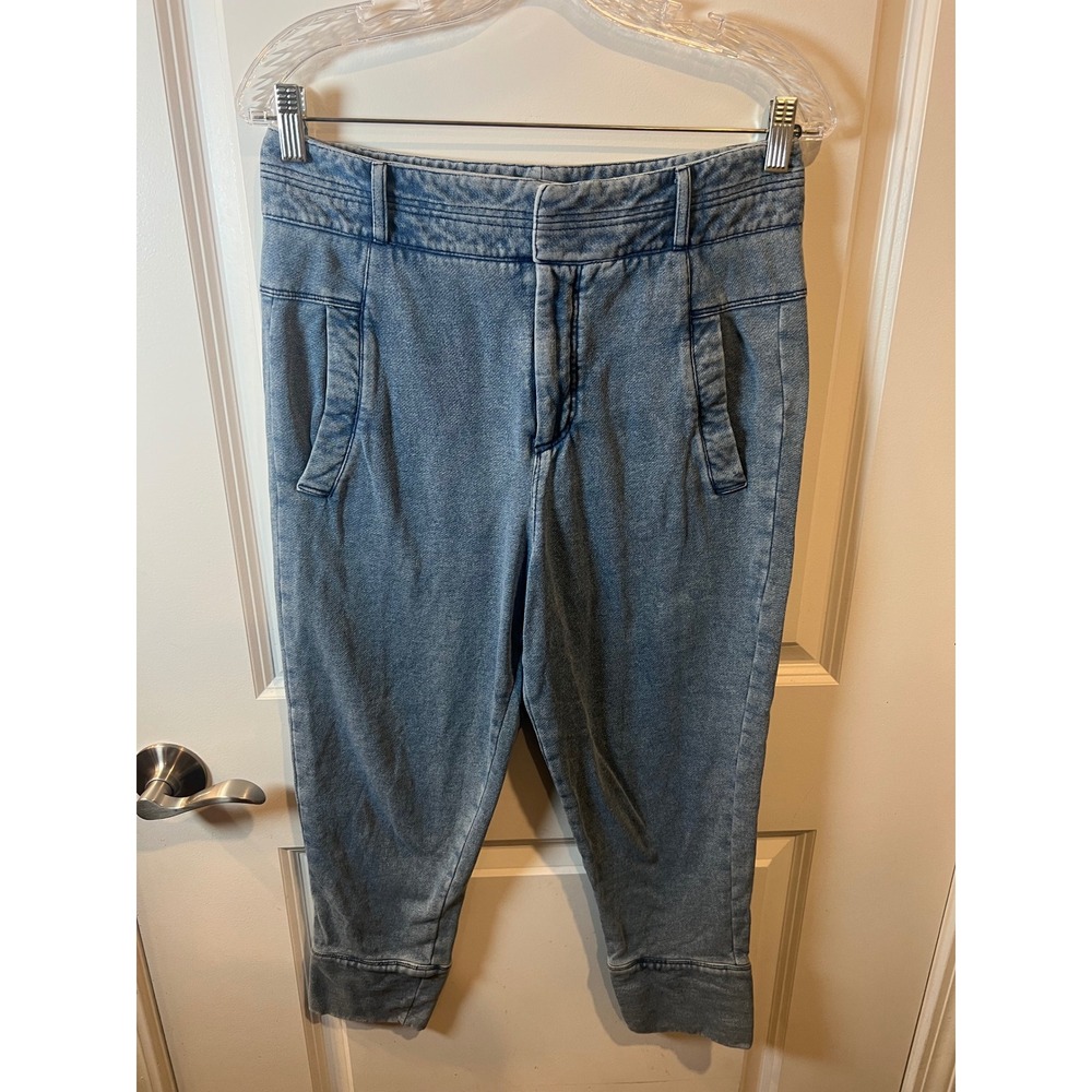 Helmut Lang Womens Jogger Pants Acid Wash Denim Look Blue Size S